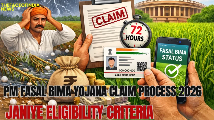PM Fasal Bima Yojana claim process 2026 ki puri jankari hindi me. Fasal bima ka paisa kaise check kare aur 72 ghante me claim kaise kare, jane step-by-step process aur helpline number.